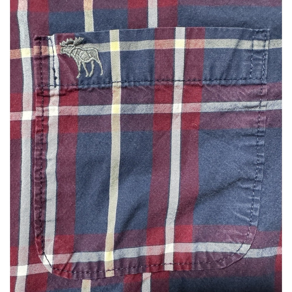 Y2K Abercrombie & Fitch Mens Plaid Button Up Shirt Sz XXL Navy Muscle Fit (B6)